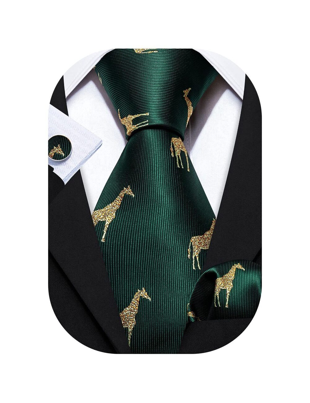 2614 Fun Animal Ties Designer Handkerchief Cufflink WOVEN Casual Necktie